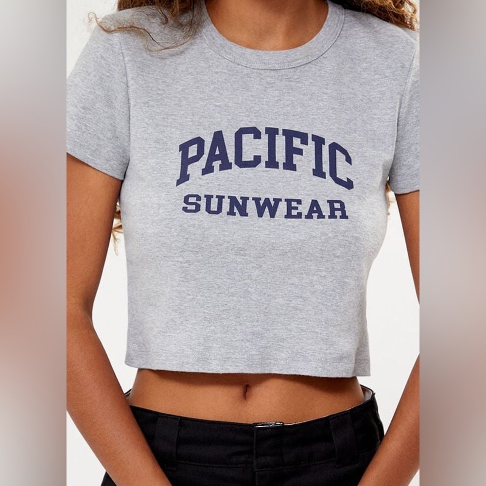 Pacific Sunwear Heather Gray Baby Tee Crop Top